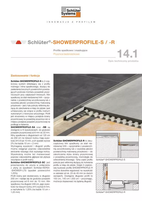 Schlüter-SHOWERPROFILE-S /-R | Opis techniczny produktu 14.1